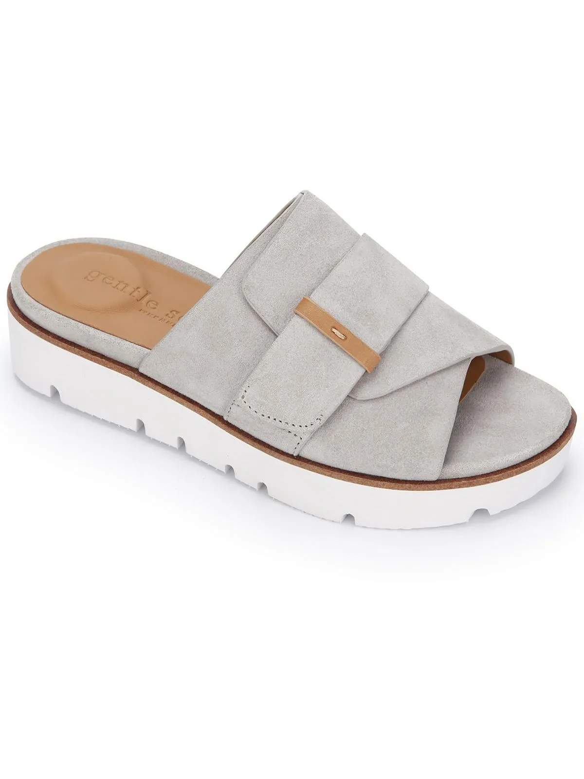 Lavern Womens Leather Slip On Flatform Sandals