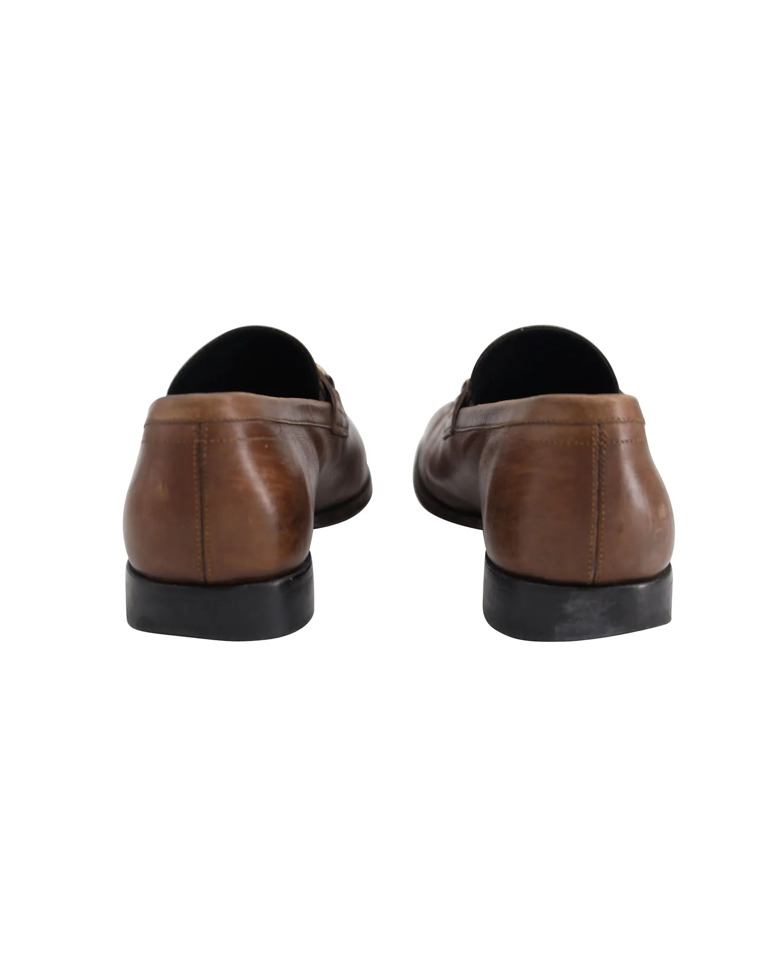 Salvatore Ferragamo Scarlet Loafers in Brown Leather